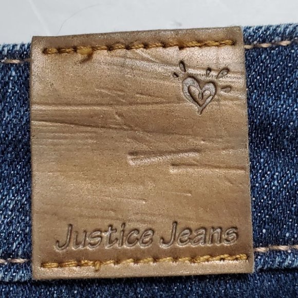 Justice Girls Medium Wash Whiskering Fading Denim Jeans Size 12S - Picture 8 of 12